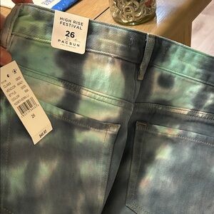 PacSun High Rise Festival Tie-Dye Denim Shorts